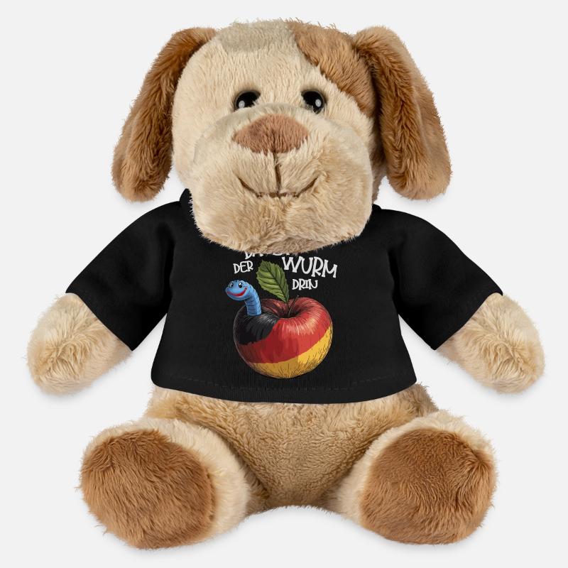 Wurm im Apfel mit Spruch - MiniFeet® Hund Helge - Schwarz