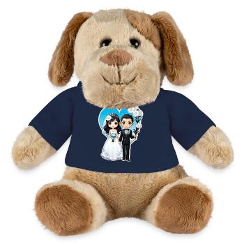 just married - pour mariage - Chien en peluche Helge MiniFeet® - bleu marine - Devant