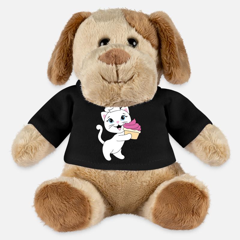 Cute white cat carries a cupcake - MiniFeet® Dog Helge - black