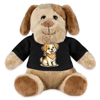 Kuschelhund mit Orangen Bandana - MiniFeet® Hund Helge - Schwarz - Vorne