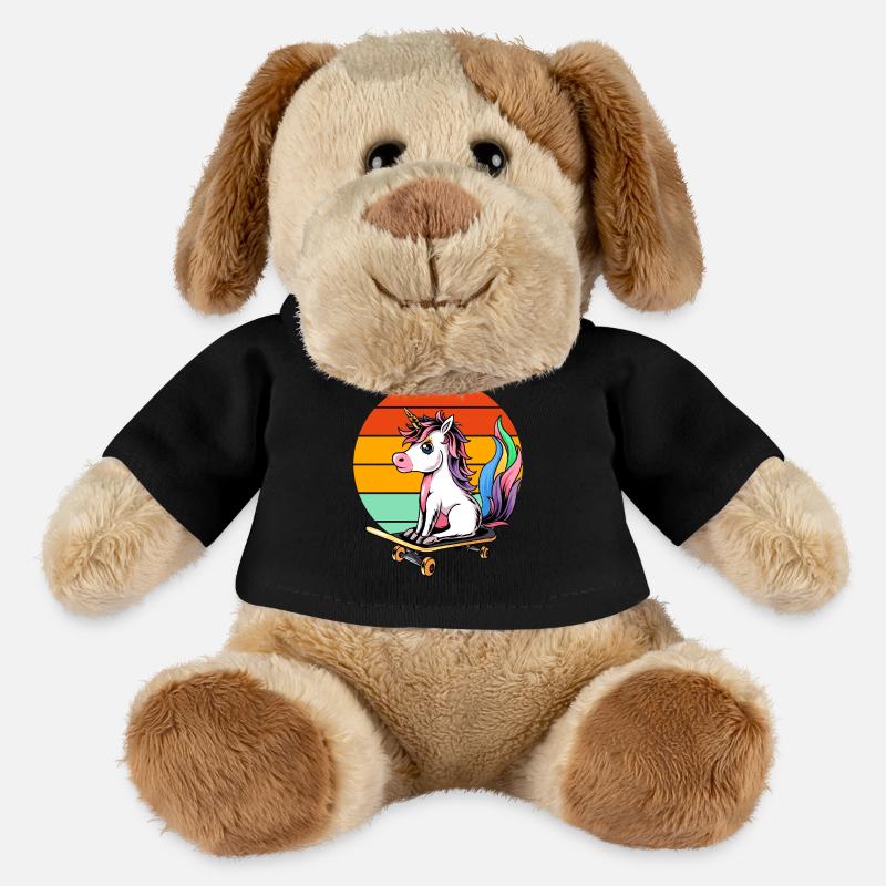 Einhorn Skateboard Retro - MiniFeet® Hund Helge - Schwarz