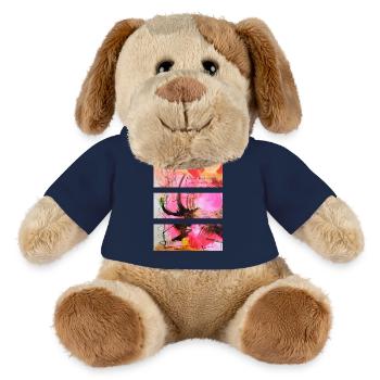 Art abstrait dans les tons roses et noirs - Chien en peluche Helge MiniFeet® - bleu marine - Devant