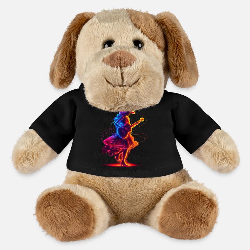Gitarrist Mädchen Synthwave - MiniFeet® Hund Helge - Schwarz