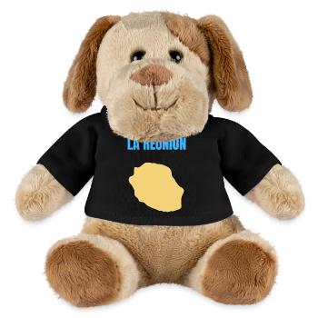 T-Shirt mit goldener Karte auf der Insel La Réunion - MiniFeet® Hund Helge - Schwarz - Vorne