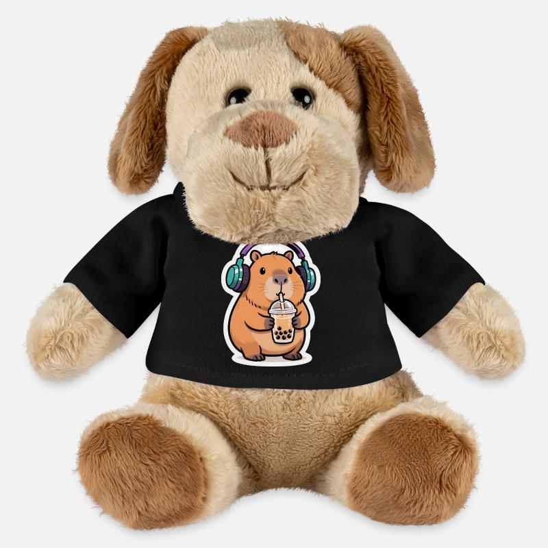 Süßes Capybara Bubble Tea Kawaii Tier Geschenk - MiniFeet® Hund Helge - Schwarz