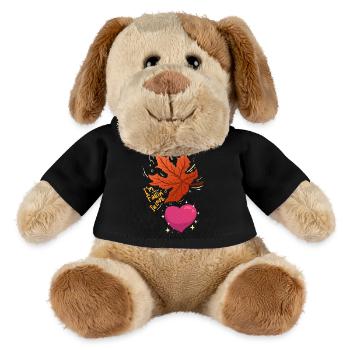 Je tombe amoureux - feuille d’érable qui tombe amoureuse - Chien en peluche Helge MiniFeet® - noir - Devant