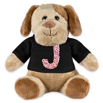 Monogramme J des fleurs - Chien en peluche Helge MiniFeet® - noir - Devant