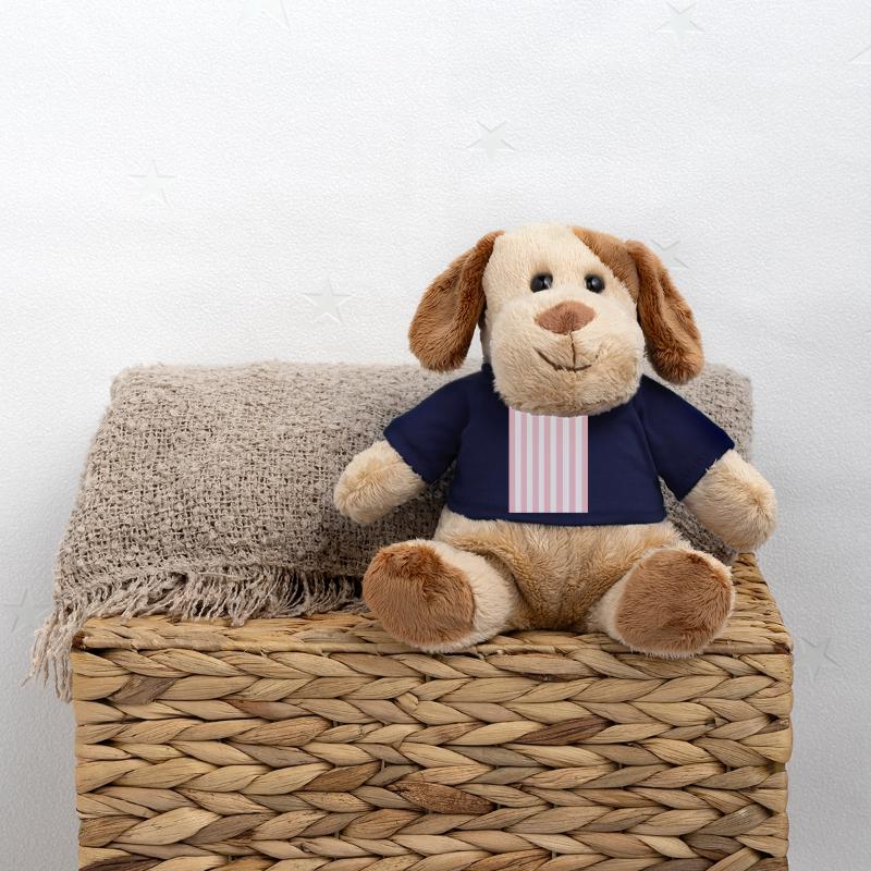 Rayures - rose blanc personnalisable Chien en peluche Helge MiniFeet®