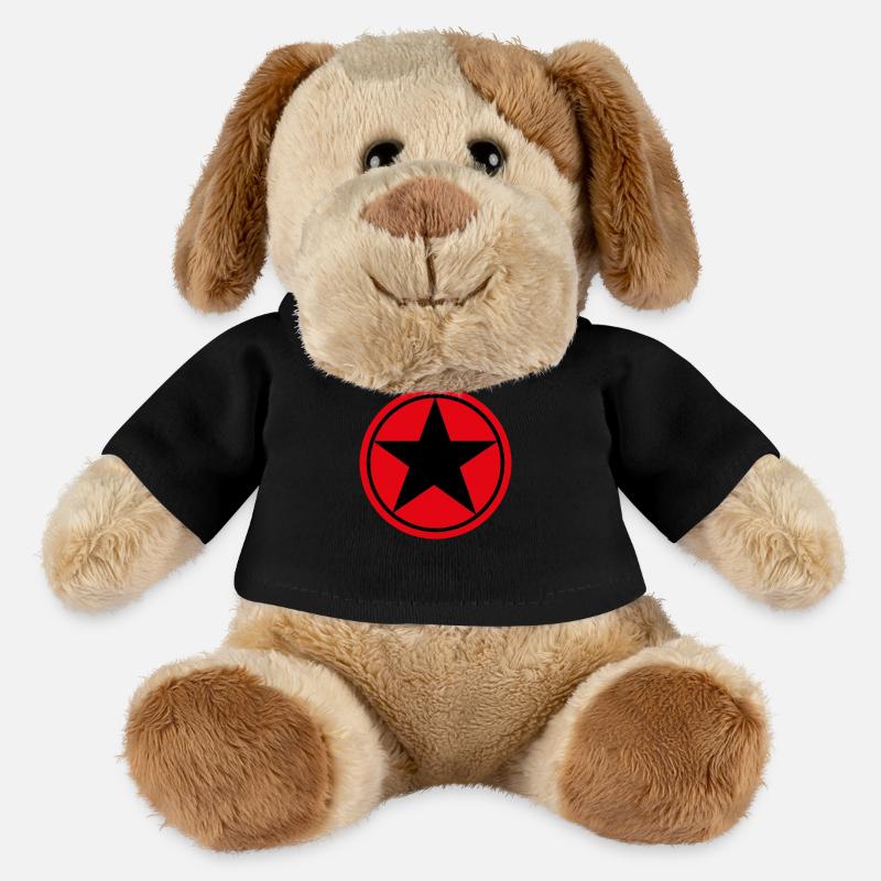 Schwarzer Stern auf rotem Hintergrund Pentagramm . - MiniFeet® Hund Helge - Schwarz
