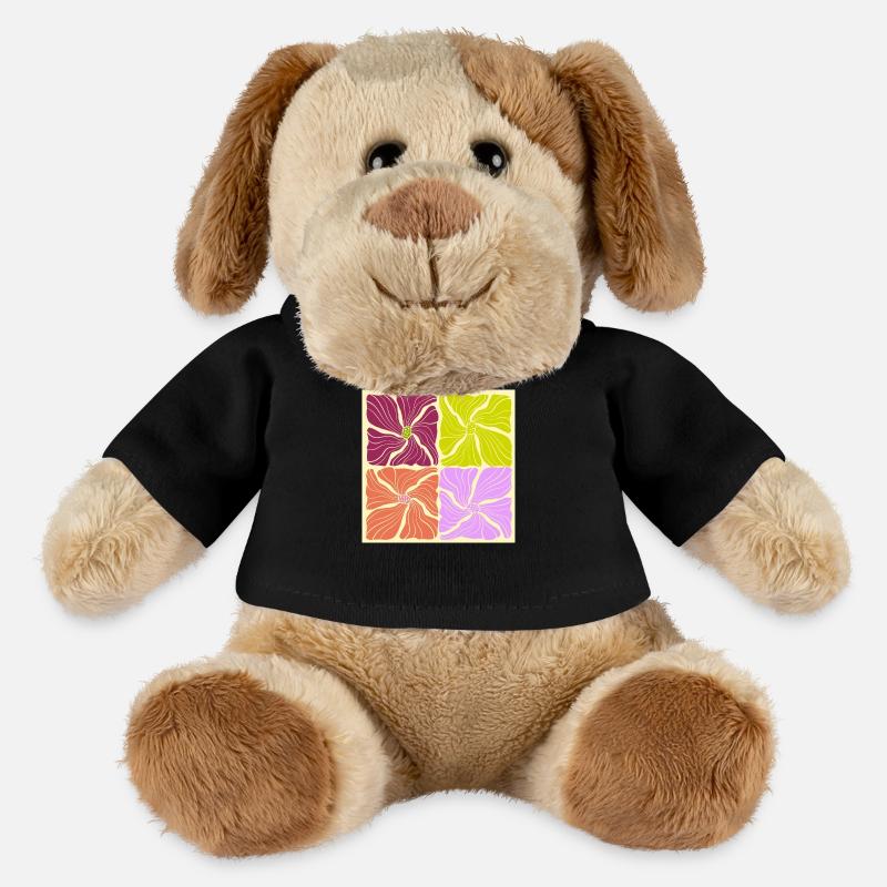 Motif de fleurs - Chien en peluche Helge MiniFeet® - noir