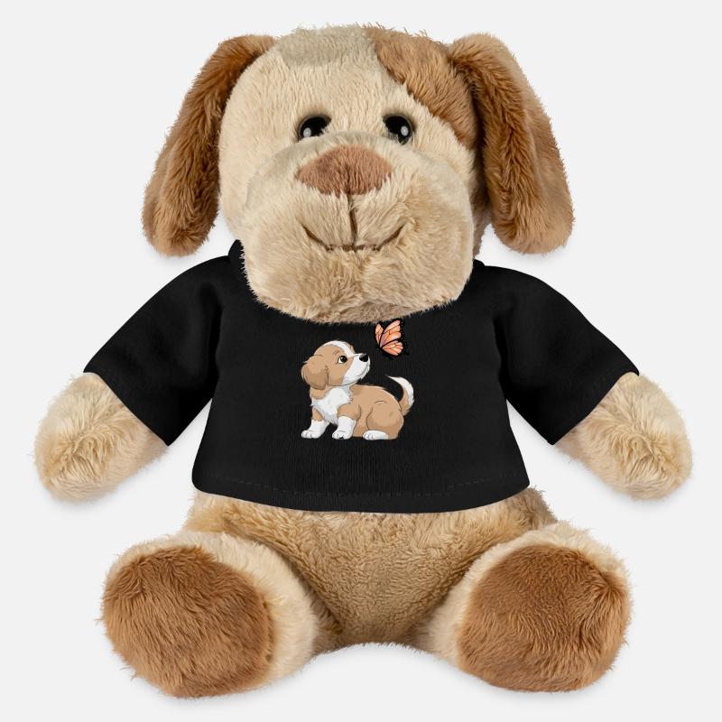 Chien mignon jouer avec papillon - Chien en peluche Helge MiniFeet® - noir