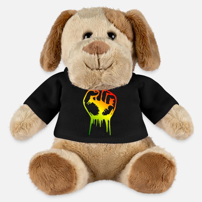 Poing reggae - Chien en peluche Helge MiniFeet® - noir