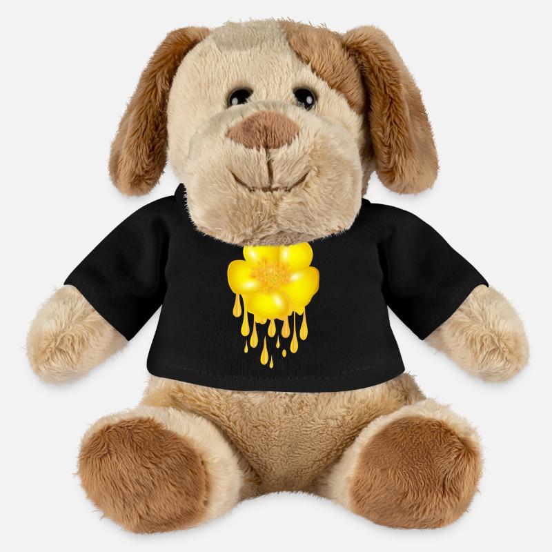leuchtend gelbe Butterblume mit Dripping Effect - MiniFeet® Hund Helge - Schwarz