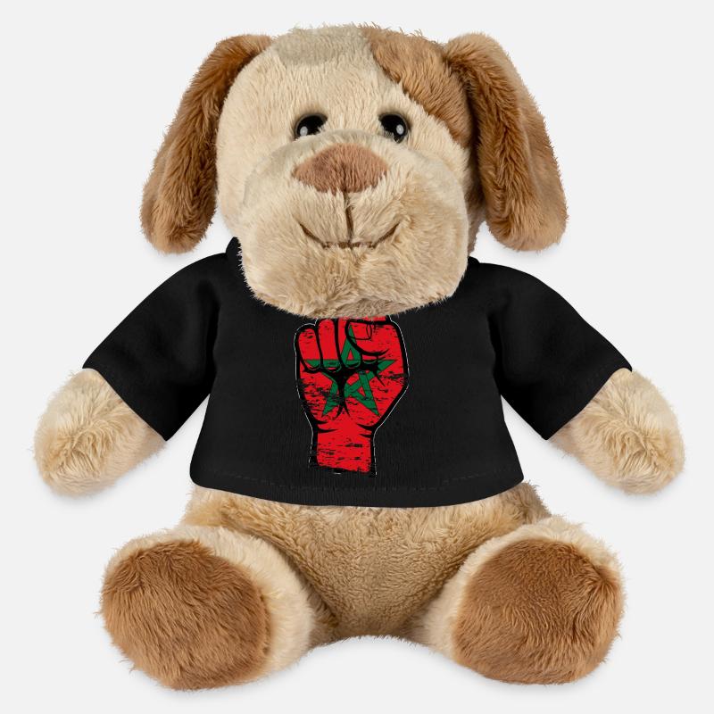 Drapeau du Maroc Poing Main Utilisé Symbole - Chien en peluche Helge MiniFeet® - noir
