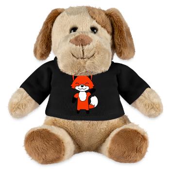 Renard agitant la main amicale bonjour salutation mignon - Chien en peluche Helge MiniFeet® - noir - Devant