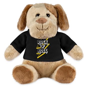 Rock'n'Roll Text Logo mit Blitz - MiniFeet® Hund Helge - Schwarz - Vorne