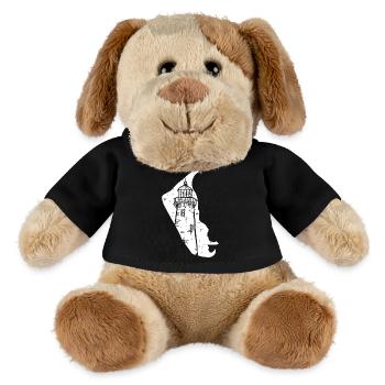 Amrum Silhouette du phare de la mer du Nord Grunge - Chien en peluche Helge MiniFeet® - noir - Devant