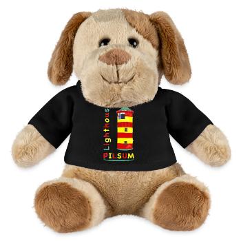 Leuchtturm Pilsum, Wahrzeichen, Zeichnung. - MiniFeet® Hund Helge - Schwarz - Vorne