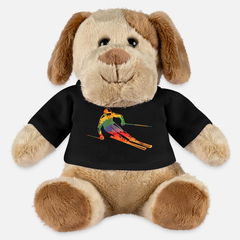 Farbiger Skifahrer - MiniFeet® Hund Helge - Schwarz