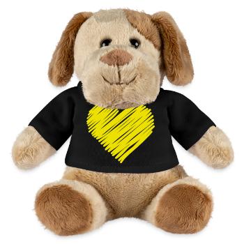Croquis de cœur néon - Chien en peluche Helge MiniFeet® - noir - Devant