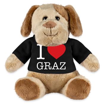 I LOVE GRAZ Austria Österreich - MiniFeet® Dog Helge - black - Front