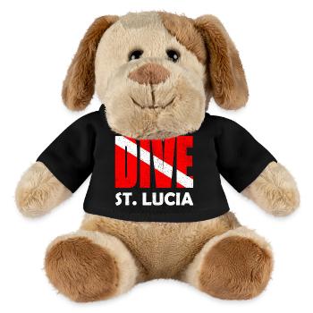 Dive St. Lucia - Diver Down Flag Scuba Diving - MiniFeet® Hund Helge - Schwarz - Vorne