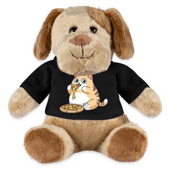 Süße mollige Katze, die Pizza isst - MiniFeet® Hund Helge - Schwarz - Vorne