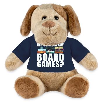 Brettspiele Spruch - Quelqu’un a-t-il dit jeux de société ? - Chien en peluche Helge MiniFeet® - bleu marine - Devant