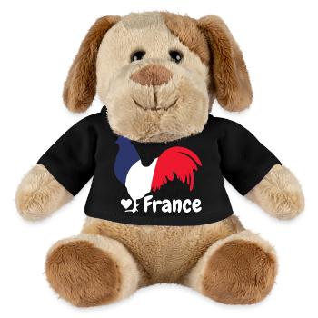 Französischer Hahn blau weiß rot - MiniFeet® Hund Helge - Schwarz - Vorne