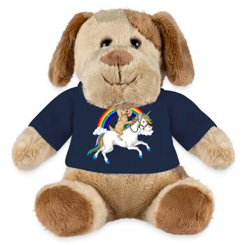 Griffonnage doré - Chien en peluche Helge MiniFeet® - bleu marine - Devant