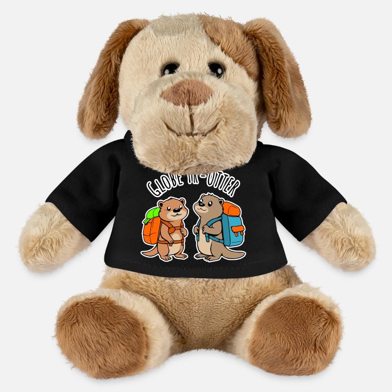Zwei niedliche Backpacker Otter auf Weltreise - MiniFeet® Hund Helge - Schwarz