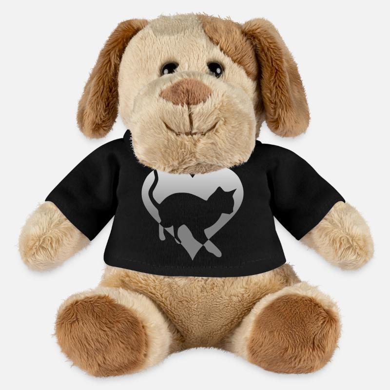 Chat chat dans un cœur - Chien en peluche Helge MiniFeet® - noir
