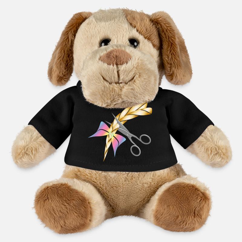 Schere schneidet einen blonden Zopf ab - MiniFeet® Hund Helge - Schwarz