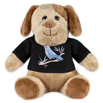 bluish bird with mistletoe in winter mood - MiniFeet® Dog Helge - black - Front
