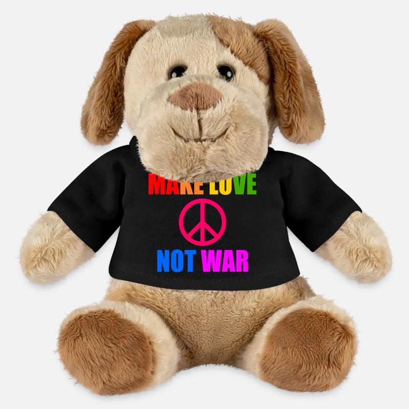 Make love not war - Chien en peluche Helge MiniFeet® - noir