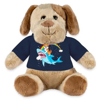 Corgi reitet Hai – Lustiges surreales Hundedesign - MiniFeet® Hund Helge - French Navy - Vorne