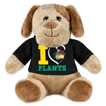Jardinier amoureux des plantes - Chien en peluche Helge MiniFeet® - noir - Devant