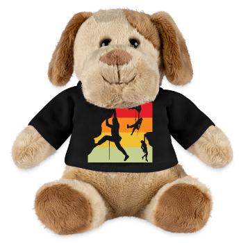 Silhouettes rétro des grimpeurs au coucher de soleil - Chien en peluche Helge MiniFeet® - noir - Devant