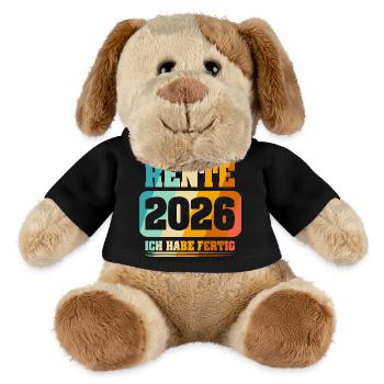 Ruhestand Rentner Rente 2026 - MiniFeet® Hund Helge - Schwarz - Vorne