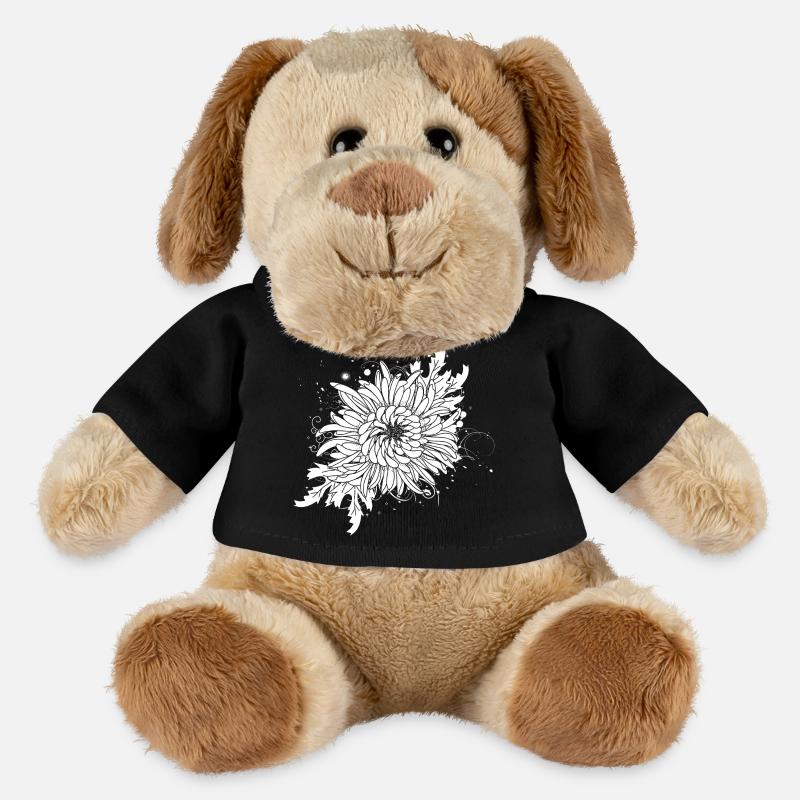 weiße Chrysantheme - MiniFeet® Hund Helge - Schwarz