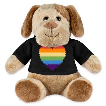 Logo coeur arc-en-ciel tourbillonné - Chien en peluche Helge MiniFeet® - noir - Devant