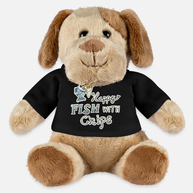 Fisch mit Pommes! Leckeres Essen lustiger Spruch - MiniFeet® Hund Helge - Schwarz