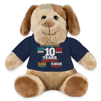 10 Years Double Digits Birthday Retro Design - MiniFeet® Dog Helge - french navy - Front