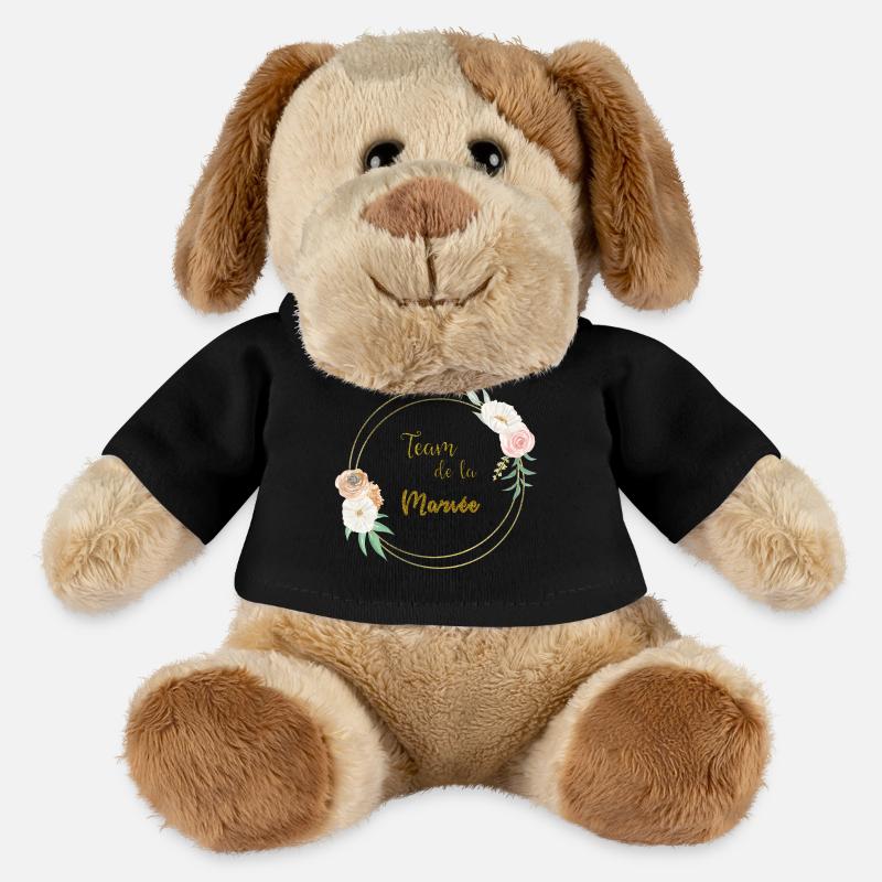 team de la mariée or et fleurs - Chien en peluche Helge MiniFeet® - noir