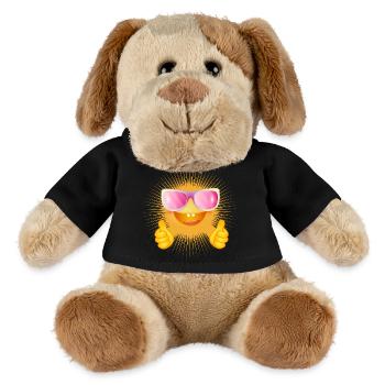 Soleil radieux avec des lunettes et des pouces vers le haut - Chien en peluche Helge MiniFeet® - noir - Devant