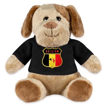 Belgique Armoiries Drapeaux Design - Chien en peluche Helge MiniFeet® - noir - Devant