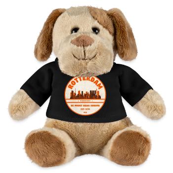 Timbre en caoutchouc vintage Rotterdam Skyline - Chien en peluche Helge MiniFeet® - noir - Devant