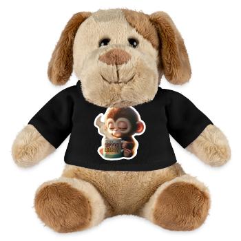 Kaffee Energie Affe Illustration - MiniFeet® Hund Helge - Schwarz - Vorne