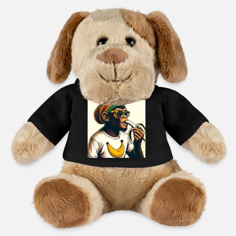 Cooler Affe isst Banane - MiniFeet® Hund Helge - Schwarz