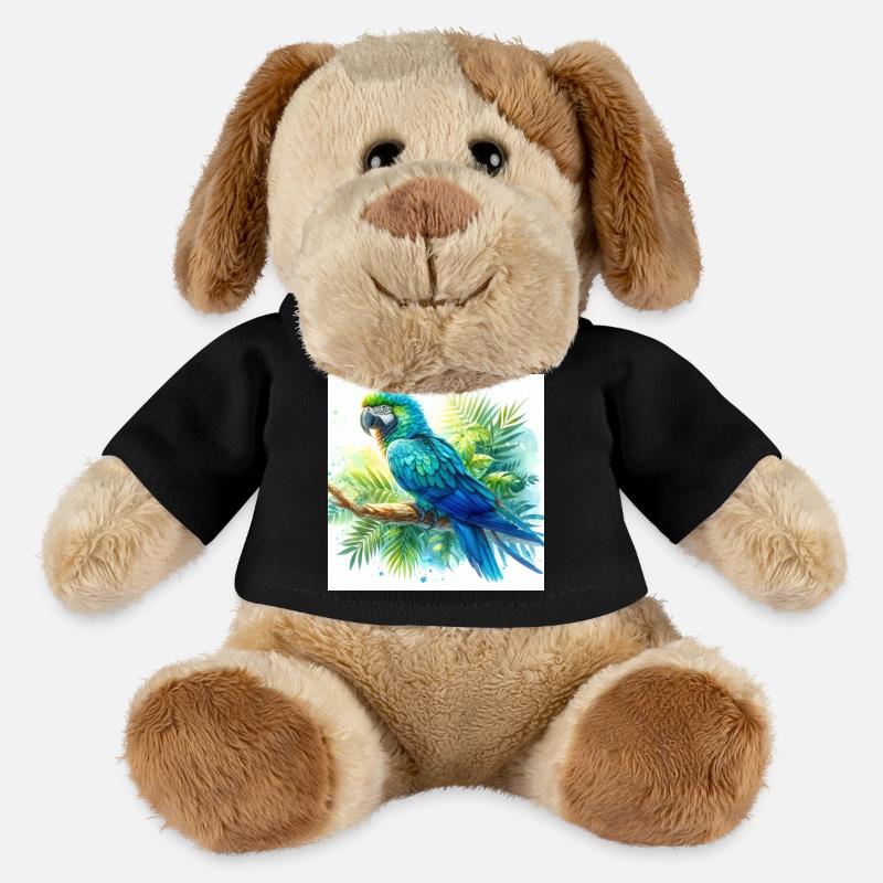 Aquarell Blauer Ara - MiniFeet® Hund Helge - Schwarz